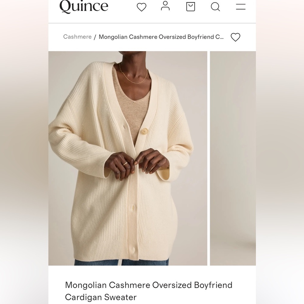 Quince cashmere boyfriend Women's Cream Cardigan Sweater